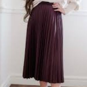 Banana Republic Velvet Pleated Midi Skirt Dusty Rose